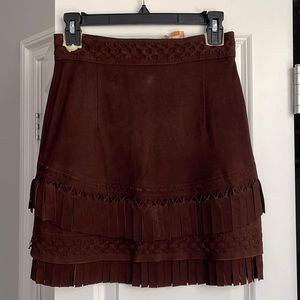 Livingston Williams Western Fringe Leather Skirt, Size 1